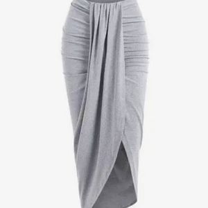 Draped Ruched Slinky Maxi Skirt